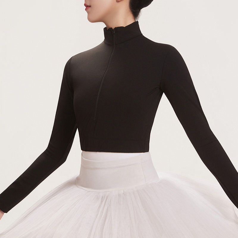 CICELYLI Girls’ & Women’s High-Neck Long-Sleeve Cropped Ballet Top
