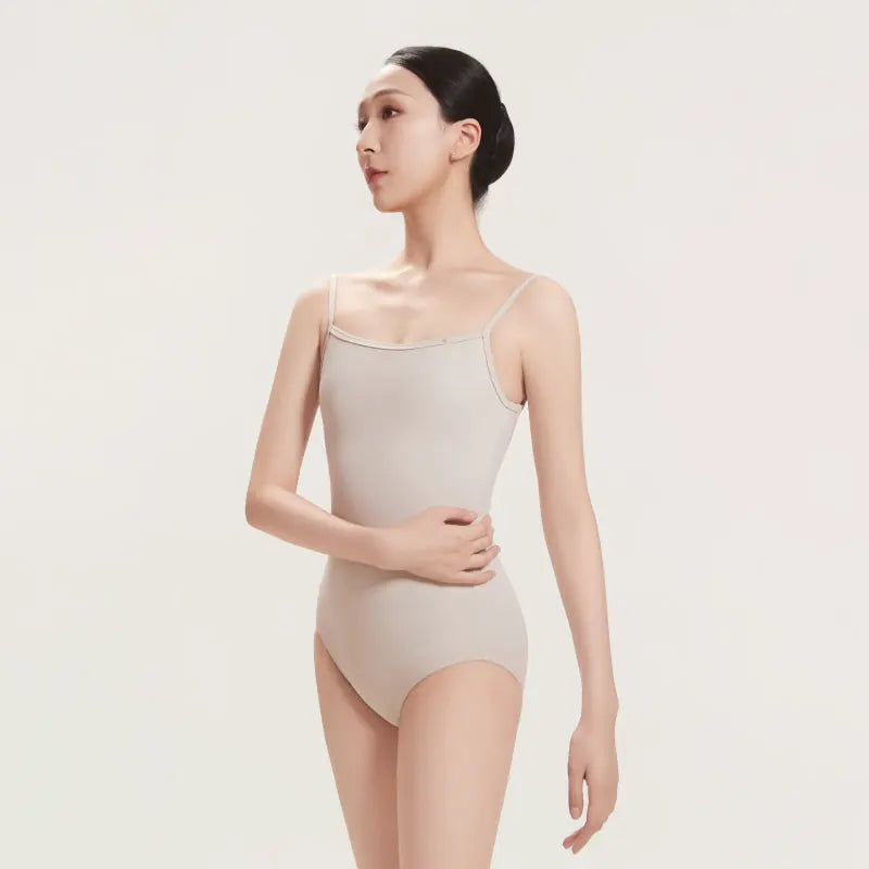 CICELYLI Girls’ & Women’s Premium Rhinestone Cross-Back Camisole Ballet Leotard – Oatmeal Gray