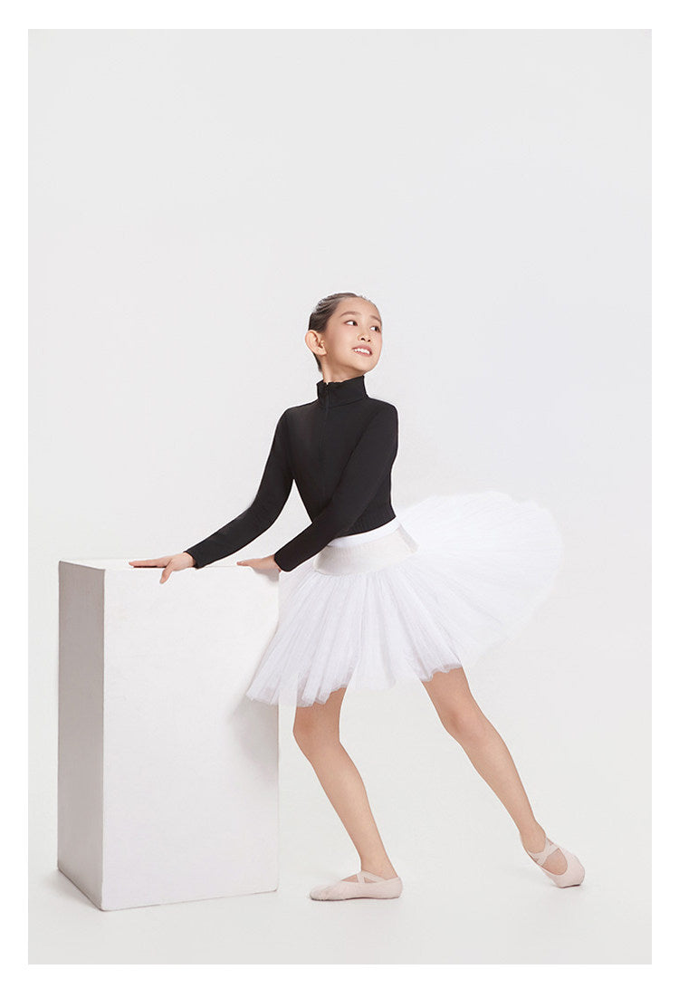 CICELYLI Girls’ & Women’s High-Neck Long-Sleeve Cropped Ballet Top